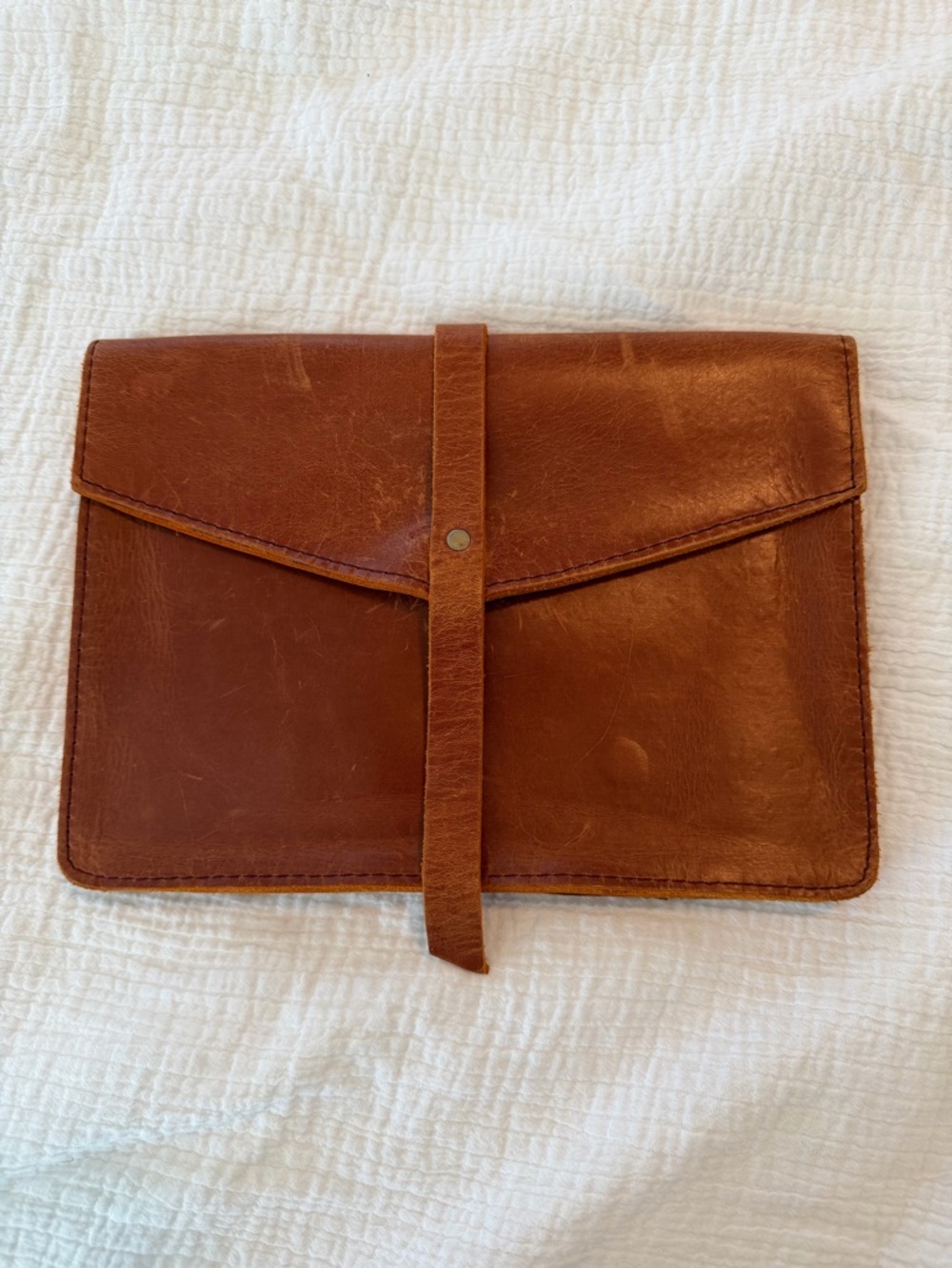 Magnolia Leather Envelope Clutch - Cognac Brown